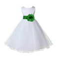 thumbnail image 2 of Ekidsbridal Girl Bridesmiad Flower Girl Dress - White Satin Tulle with Tiebow 829T-A (Size: S-12), 2 of 3