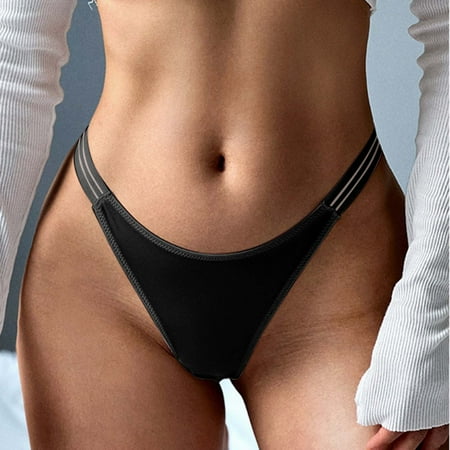 BYHONG Womens Sexy Lace Thong Panties Seamless Solid Color Comfortable Low Waist Panties Panties for Women Black L