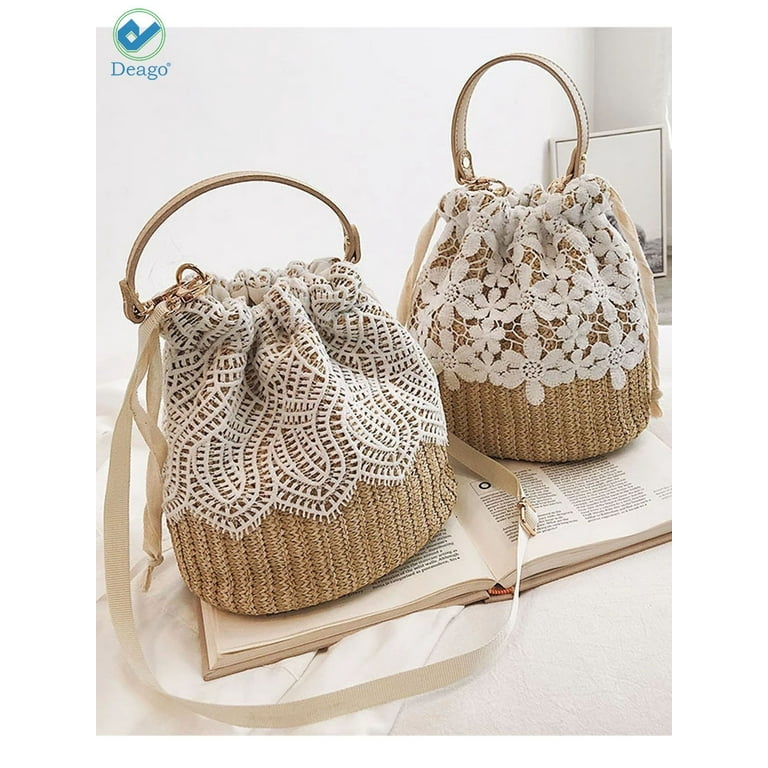 Three Tone Straw Braided Tote Bag Taupe