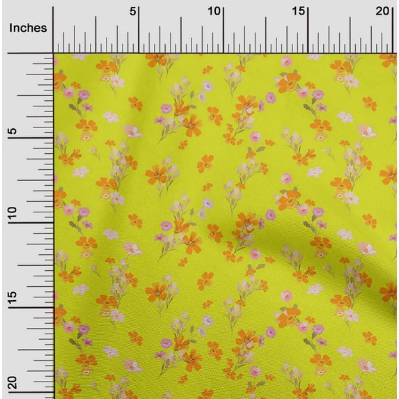 oneOone Cotton Poplin Medium Yellow Fabric Florals Diy Clothing Quilting Fabric Print Fabric By Yard 56 Inch Wide-JHE