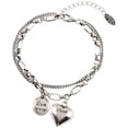 thumbnail image 1 of Corazón Pieza Redonda Doble Capa Novias 925 Plata Pulsera Diseño Femenino Sentido Personalidad Vintage Cadena Regalo, 1 of 7