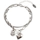 thumbnail image 1 of Corazón Pieza Redonda Doble Capa Novias 925 Plata Pulsera Diseño Femenino Sentido Personalidad Vintage Cadena Regalo, 1 of 7