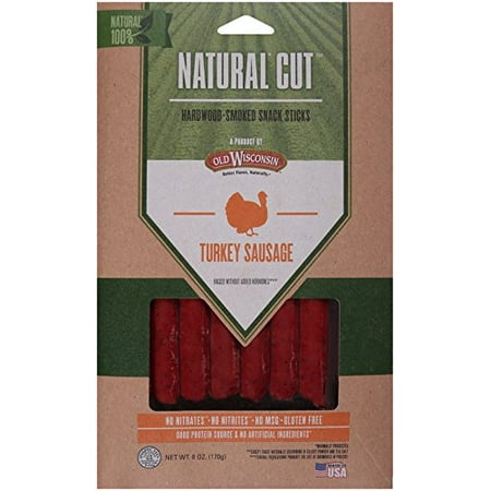 Old Wisconsin Natural Cut Turkey Snack Sticks, 6