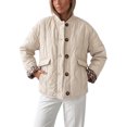 thumbnail image 2 of INSPIRE CHIC Women's Leopard Print Lined Puffer Jacket with Ribbed Crew Neck and Pockets Medium Beige, 2 of 6