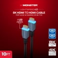 thumbnail image 2 of Monster 8K HDMI Cable 2 Pack 10 ft, Ultra High Speed HDMI 2.1 Cords with LED Illuminated Connectors, 48Gbps, 8K 60Hz & 4K 144Hz Gaming, HDR, Compatible with PS5, Xbox Series X, TVs, Monitors, 2 of 9