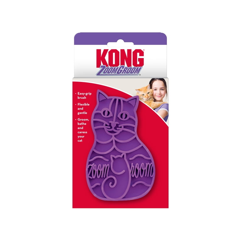 KONG ZoomGroom Cat Grooming Brush, Purple photo 7