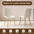 thumbnail image 2 of GZXS Modern Chic Dining Chairs Set of 4, White PU Leather Upholstered Side Chairs with Gold Metal Legs and Non-Slip Feet, Easy Assembly, 2 of 8