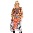 thumbnail image 5 of Sakkas Jenni Women's Mid Length Boho Caftan Kaftan Dress Cover up Flowy Rhinestone - IR2-Red - One Size Regular, 5 of 5