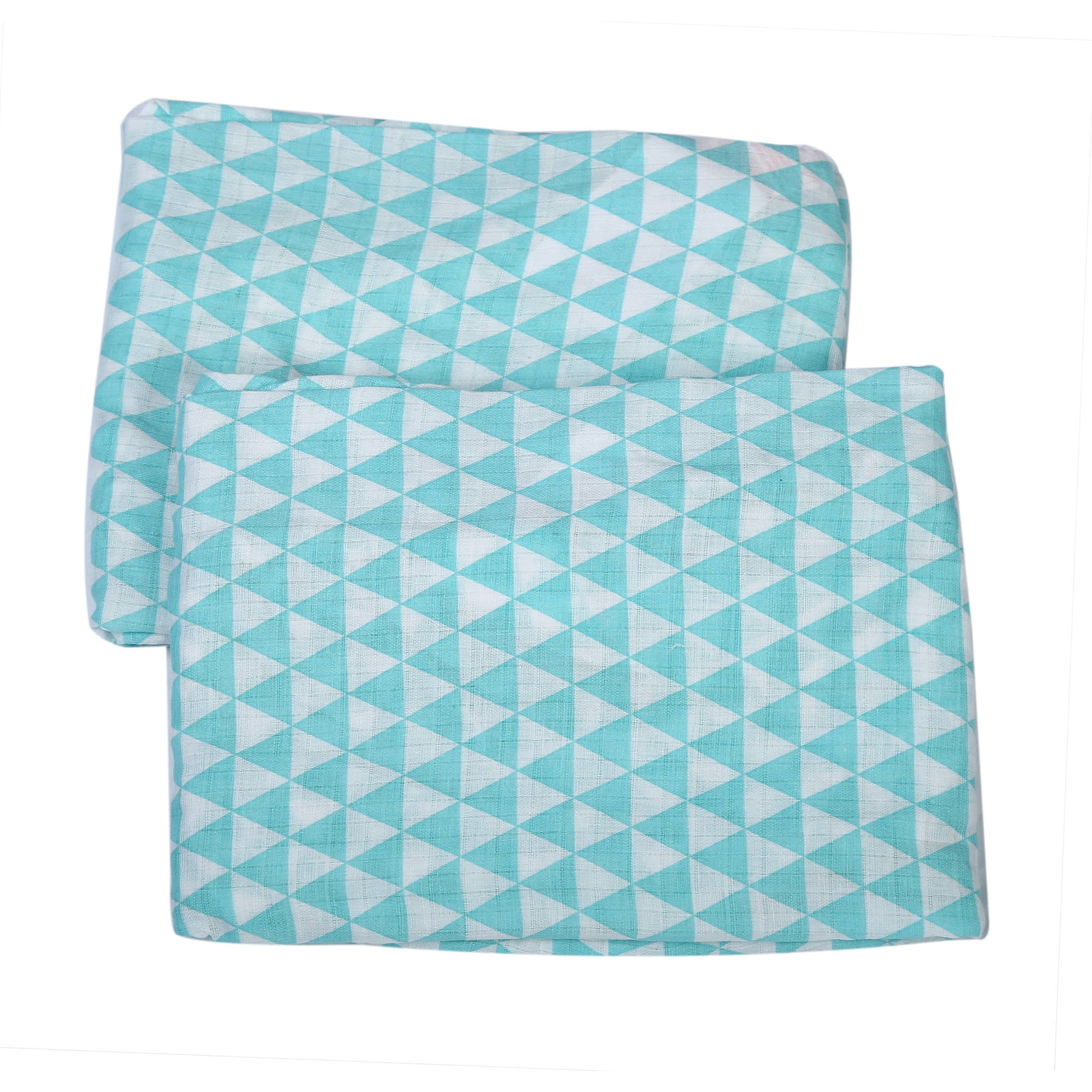 Bacati - Aztec/Tribal Aqua Crib/Toddler Bed Fitted Sheets 100% Cotton Muslin 2 Pack, Small Triangles