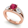 thumbnail image 2 of Diamond-Capitals 2.00 Carat Sparkle Pear Cut Red Ruby Gemstone & Natural Diamond Ring for Anniversary Gift 18K Rose Gold Size 10, 2 of 8