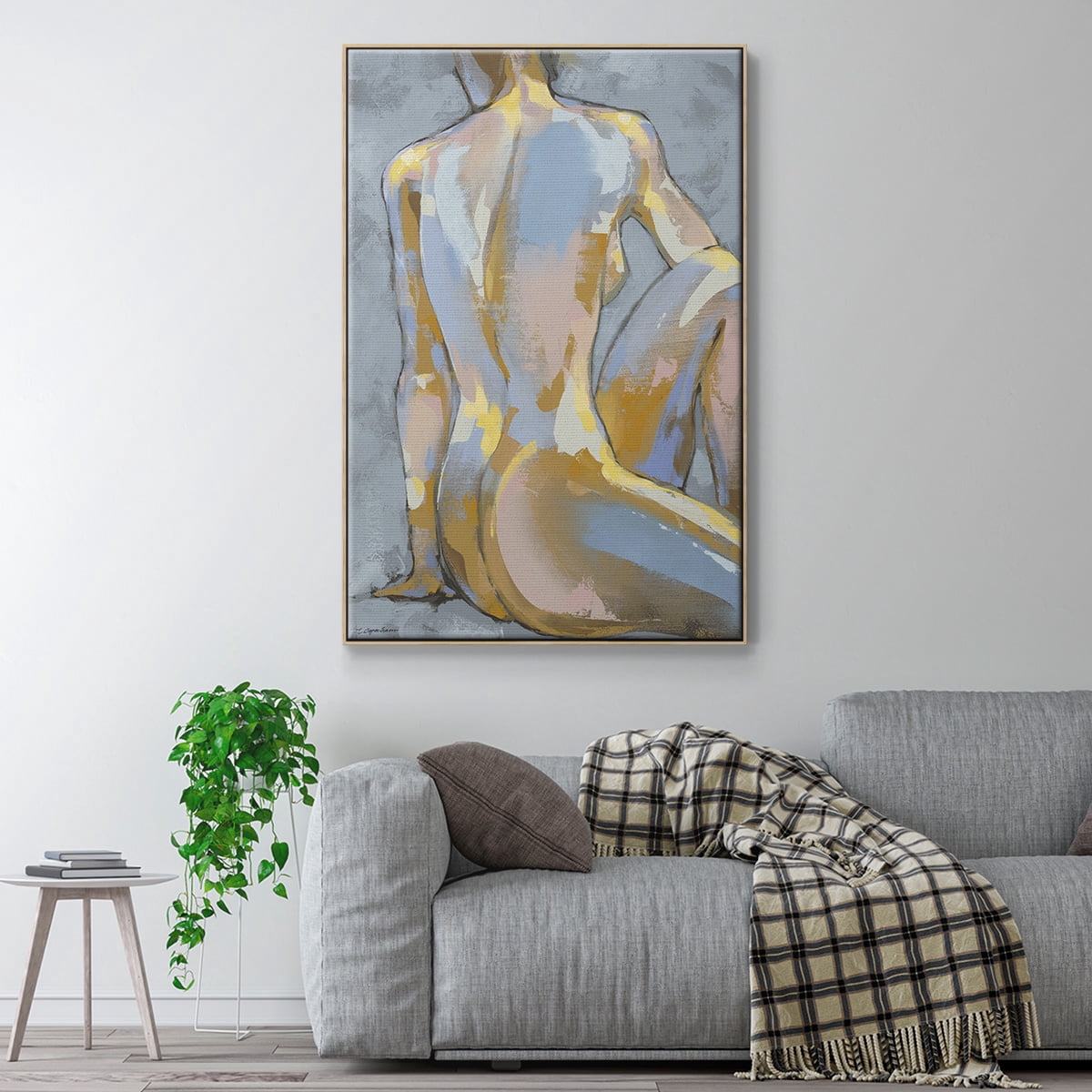 Grey Maiden II Framed Premium Gallery Wrapped Canvas - Ready to Hang - 25 x 37 - Natural Wood Floating Frame