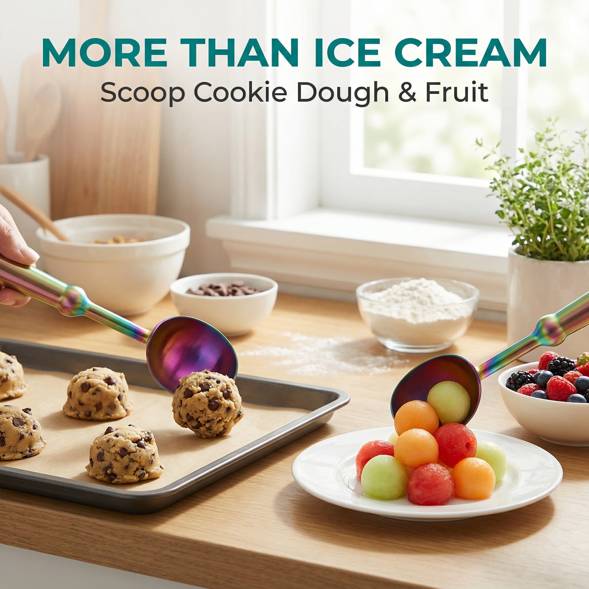 Unique Bargains Stainless Steel Ice Cream Scoop for Easy Release Multicolor