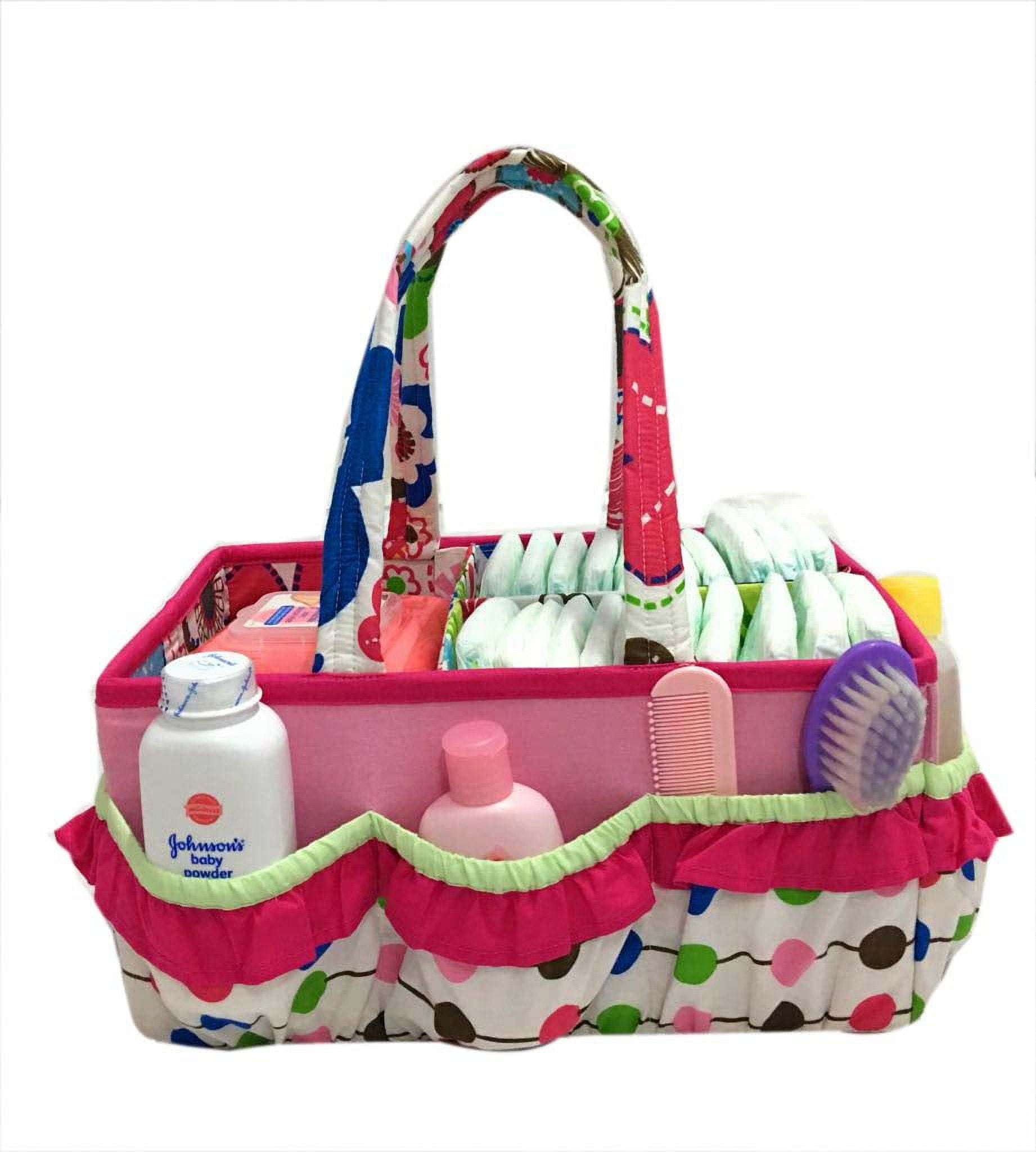 Bacati - Nursery Storage Caddy Botanical Pink/Aqua/Fuchsia/Green Girls
