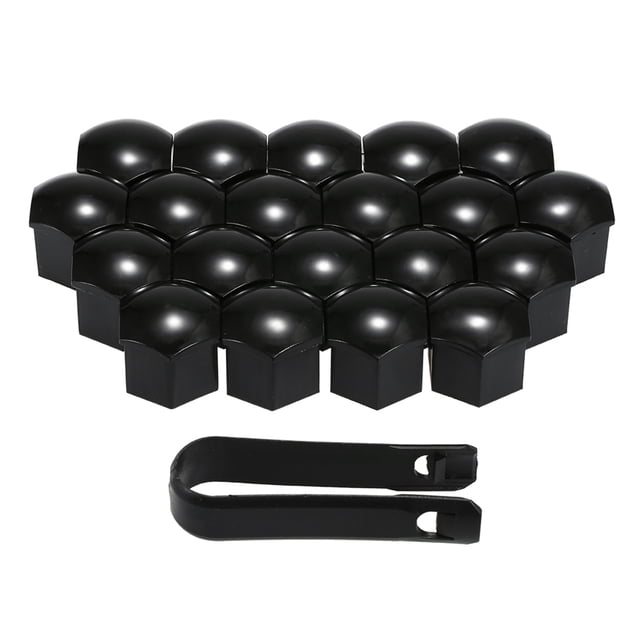 20pcs Universal 17mm Wheel Nut Covers Plating Lug Nut Caps Screw Protector Black