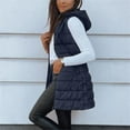 thumbnail image 4 of VISALY Womens Mid Long Puffer Vest Hooded Sleeveless Winter Coats Quilted Warm Zip Up Padded Outerwear Jackets with Poskets C Xxl, 4 of 7
