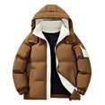 thumbnail image 2 of Zedker Fashion Hooded Long Sleeve Outdoor Puffer Jackets for Men Casual Thicken Fall and Winter Thermal Coats with Pockets,Coffee,XL, 2 of 7