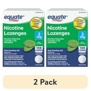 (2 pack) Equate Nicotine Polacrilex Lozenge 2 mg, Mint Flavor, Stop Smoking Aid, 108 Count, Compare to Nicorette® Lozenge Active Ingredient