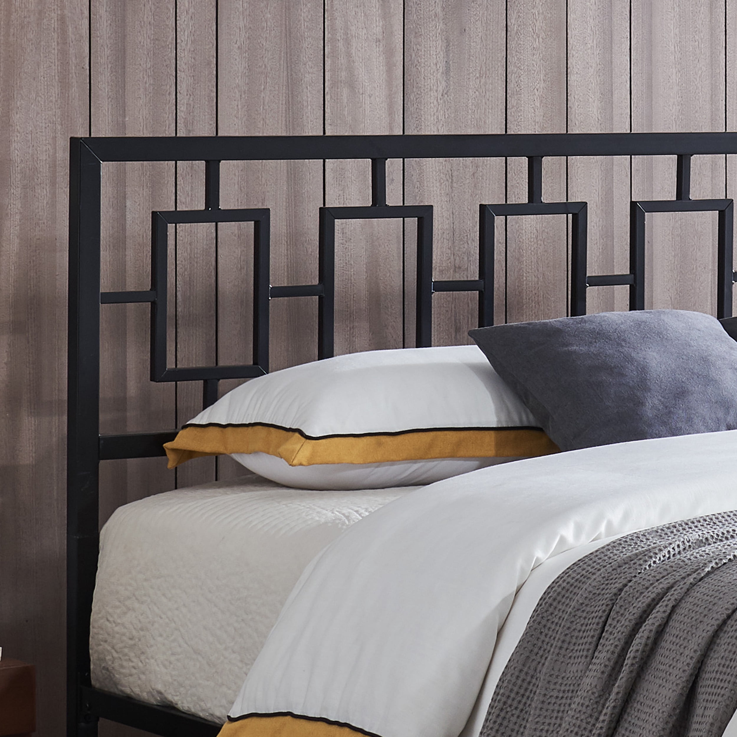 Noble House Krystin Modern King-Size Iron Bed Frame, Flat Black