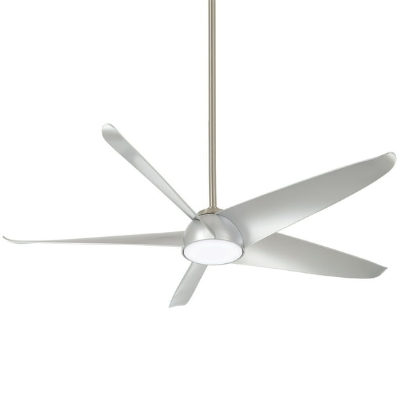 60 Inch Ceiling Fan With Light Kit-Brushed Nickel/Silver Finish-Silver Blade Color Minka Aire Fans F771l-Bn/Sl