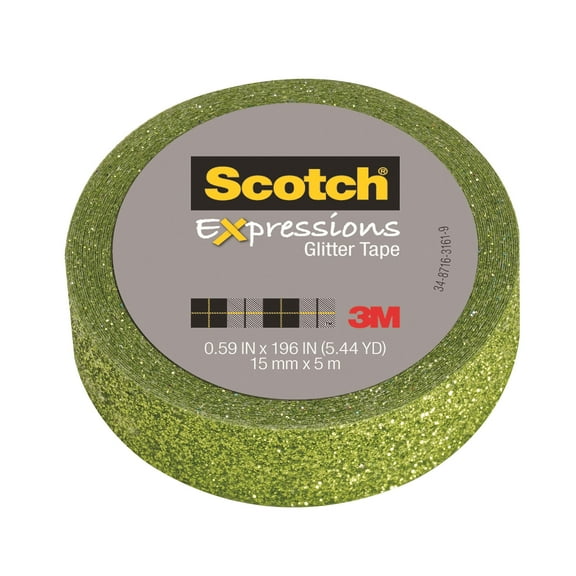 3M Expressions Glitter Tape, .59" x 196", Green