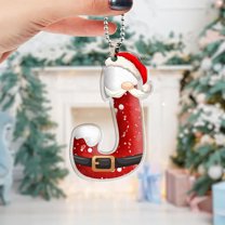 EWASWON Personalized Christmas Letter Ornament J - 26 Alphabet, Acrylic, DIY Name Writing, Christmas Hat Design, Tree Decor, Multicolor