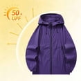 thumbnail image 2 of Ke1Clo Women's Sun Protection Hoodie UPF50+ Loose Zip Up Lightweight Jacket Long Sleeve Casual Solid Outdoor Sporty Tops Purple L, 2 of 5
