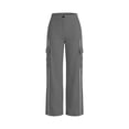 thumbnail image 5 of Ecqkame Cargo Pants for Women Multi Pocket Elastic Waist Straight Leg Solid Outdoor Pant Hiking Work Casual Travel Daily Long Trousers Dark Gray L, 5 of 6