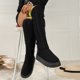 thumbnail image 5 of Botas de calcetín de punto con plataforma de moda con rodillas altas para mujer, 5 of 6