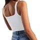 thumbnail image 3 of Camisola básica informal de doble capa con tirantes y cuello cuadrado para entrenamiento y fitness para mujer, color blanco, 3 of 5