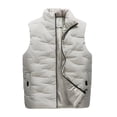 thumbnail image 2 of Yubnlvae coats for men Men's Casual Padded Vest With Zipper Stand Collar Vest With Pocket jackets for men Khaki, 2 of 5