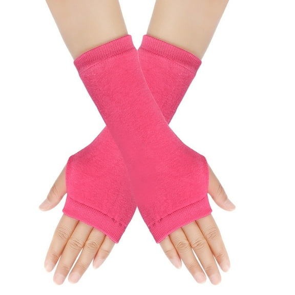 Nvzi -b Fingerless Gloves for Women Wrist Fingerless Gloves with Thumb Hole Winter Warm Fingerless Gloves Stretchy Half Finger Gloves for Women Men-Pink