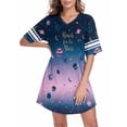 thumbnail image 2 of DreamFish Womens Nightgown Short Sleeve Sleepshirt V Neck Sleepwear Casual Loungewear Ladies Sleepwear, 2 of 5