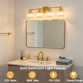 thumbnail image 4 of Deyidn Modern 4-Light Bathroom Vanity Light with Crystal Shades, 31 Inch Gold Dimmable Light Fixture for Mirror, 4 of 9