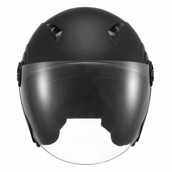 3/4 Open Face Motorcycle Helmet DOT M Matte Black Dirt Bike Clear Visor Adult