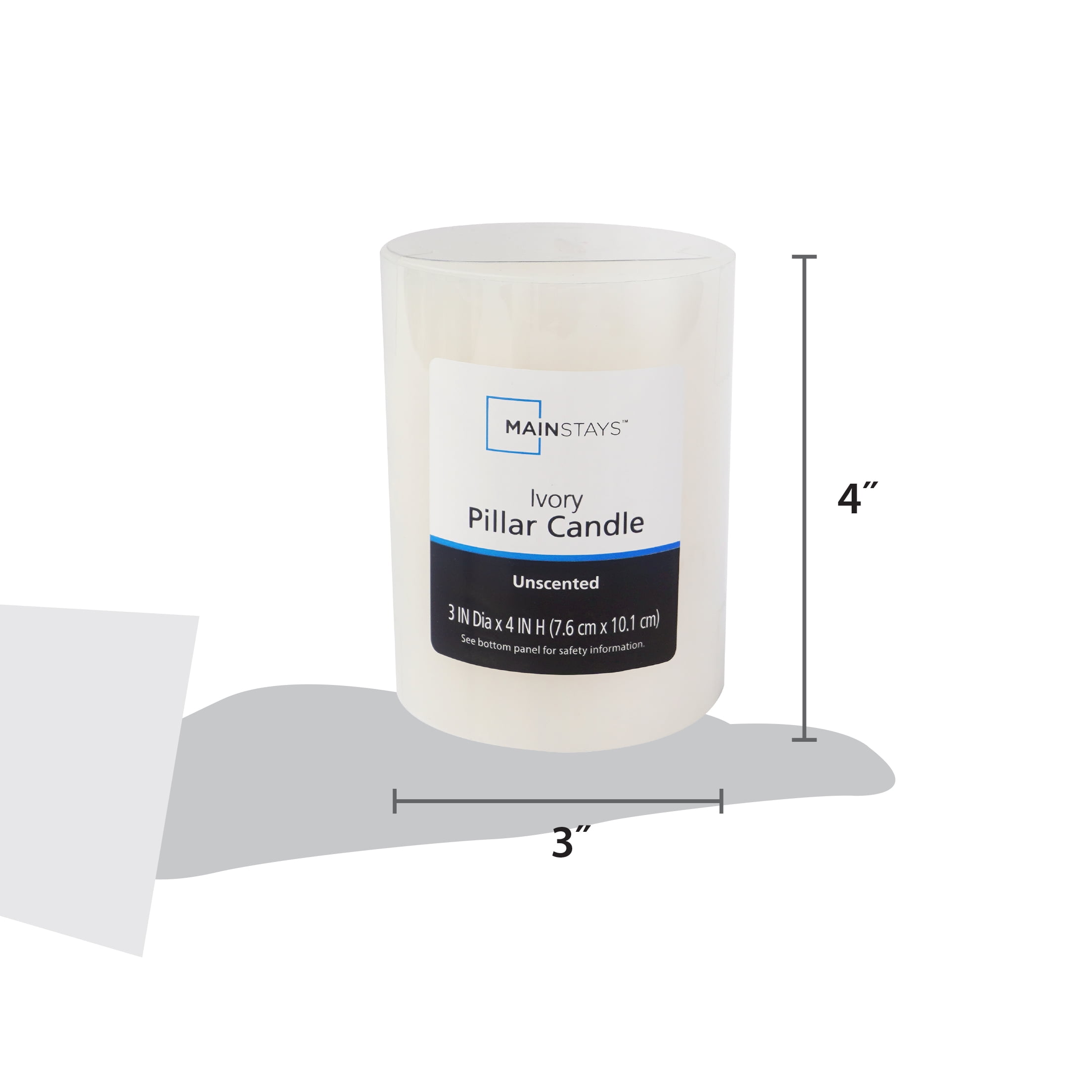 (2 pack) Mainstays Single Wick 3" x 4" Pillar Candle, Unscented, Ivory
