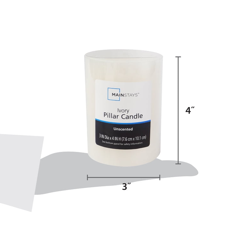 Mainstays 3 x 4 Unscented Ivory Pillar Candles, 2-Pack photo 5