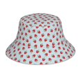 thumbnail image 3 of Daiia Hand Drawn Strawberry Pattern Bucket Hat - Trendy Cotton Sun Hat for Beach, Golf, Fishing - Fun Outdoor Vacation Boonie for Men and Women, 3 of 9