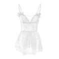 thumbnail image 3 of Gibobby Lencería sexy para mujer Lenceria Sexy para Mujer Ropa Interior Sensual de una Pieza Erotica de Encaje con Cuello V Pijama Tirantes(Blanco, Talla única), 3 of 5