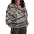thumbnail image 2 of Women's Oversized Hoodies Camo Hooded Sweatshirts Long Sleeve Jackets with Pocket Maple Leaf Pullover Casual Tops Basic Shirts for Winter, 2 of 7