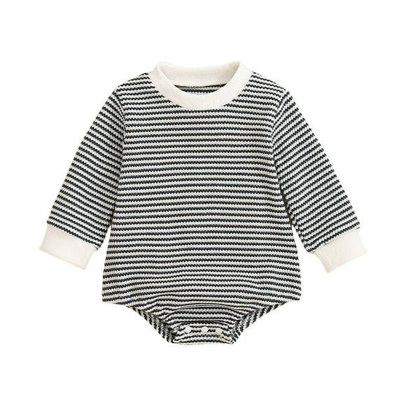 Splozh One Piece Pyjama Unisex Baby Boy Girl Romper Long Sleeve Bubble Oversized Romper Bodysuit Top Fall Clothes Dark Blue,6-12 Months
