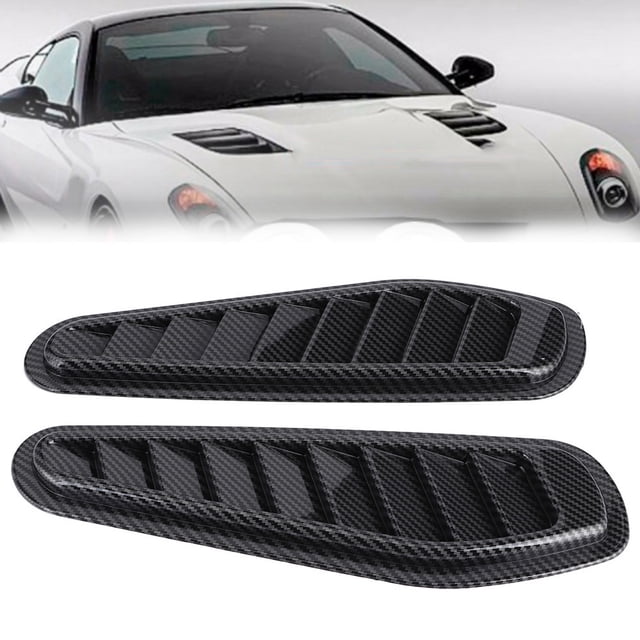 Couvercle d'Admission d'Air Bonnet Couvercle de Ventilation Pelle d'Admission d'Air Capot 2 Pcs Style Fibre de Carbone Capot Décoratif Universel