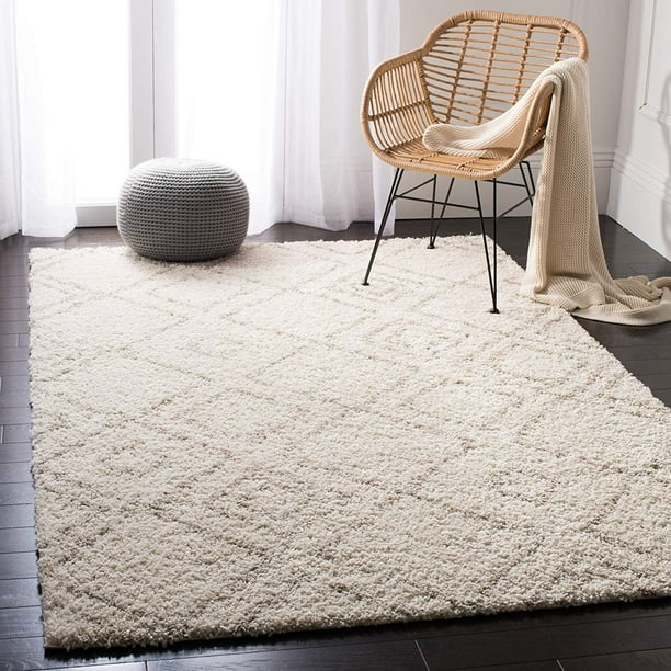 Safavieh Arizona Shag Collection Asg744a Southwestern Diamond Geometric Ivory And Beige Square Area Rug 6 7 Square Walmart Com Walmart Com