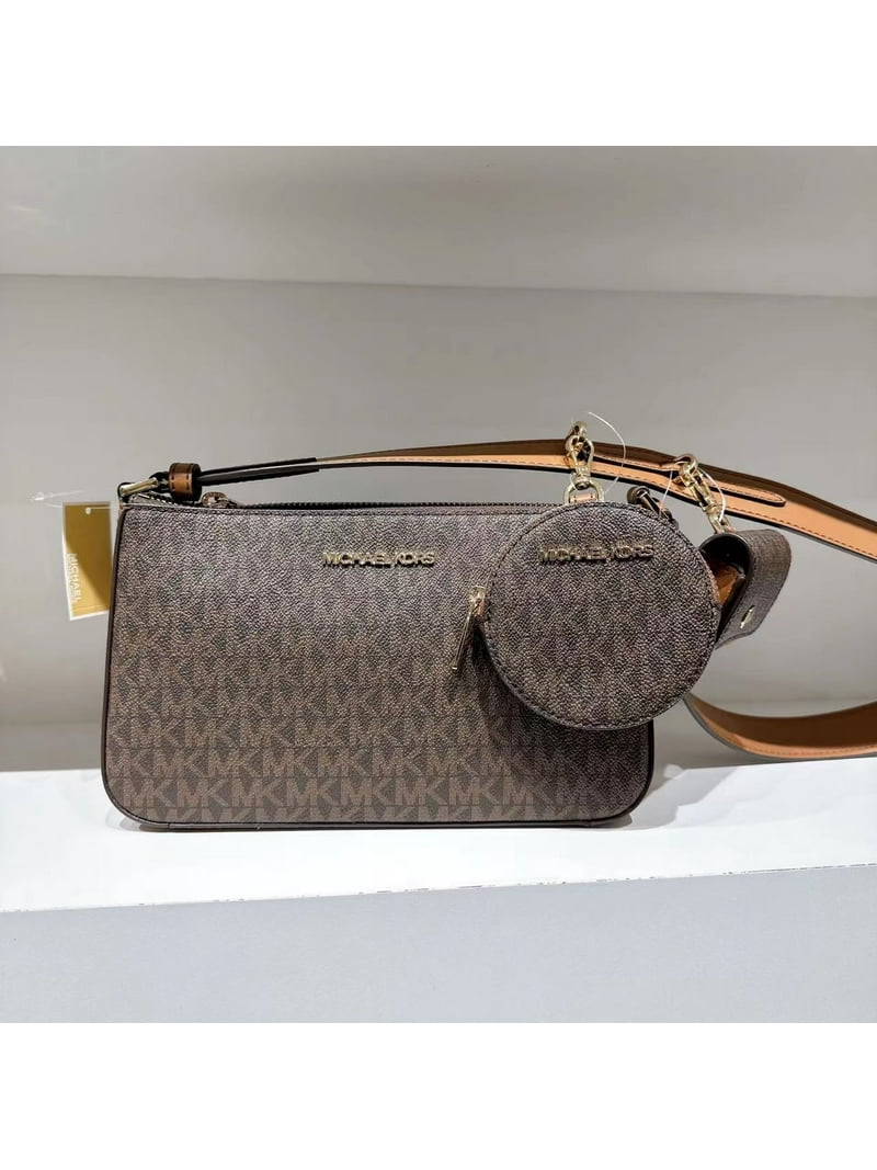 Michael Kors Jet Set Travel Shoulder Bag, Small Size, Brown Logo