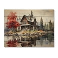 thumbnail image 3 of Designart "Majestic Retreat The Red and Grey Lakehouse IV" Lake House Cottage Print on Natural Pine Wood, 3 of 5