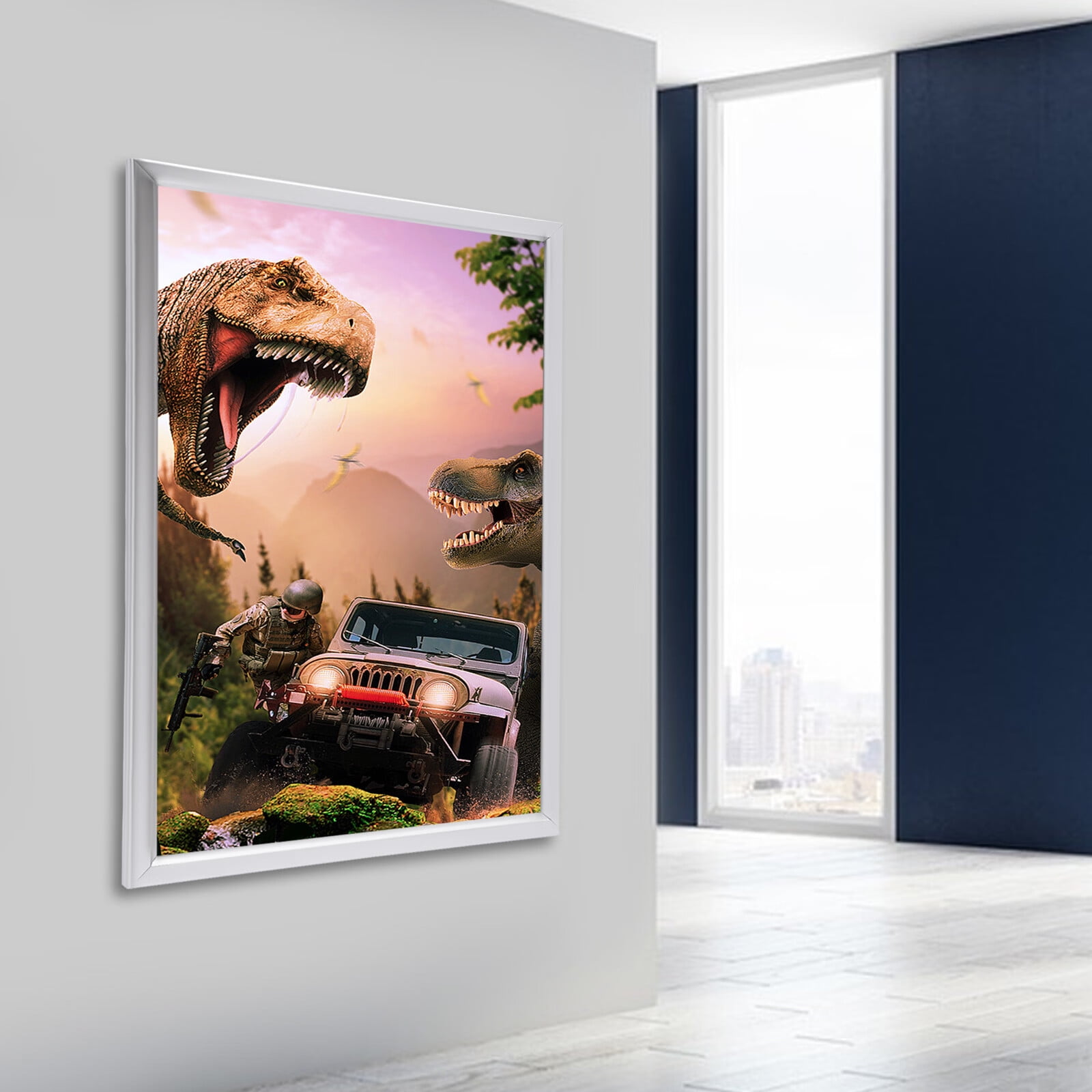 LOYALHEARTDY 18" x 24" LED Backlit Movie Poster Frame Art Picture Frame Photo Frame 110V 10W 2000lux Rectangular Light Box Advertising Display Frame Wall Mount Store Restaurant Sign Board Silver