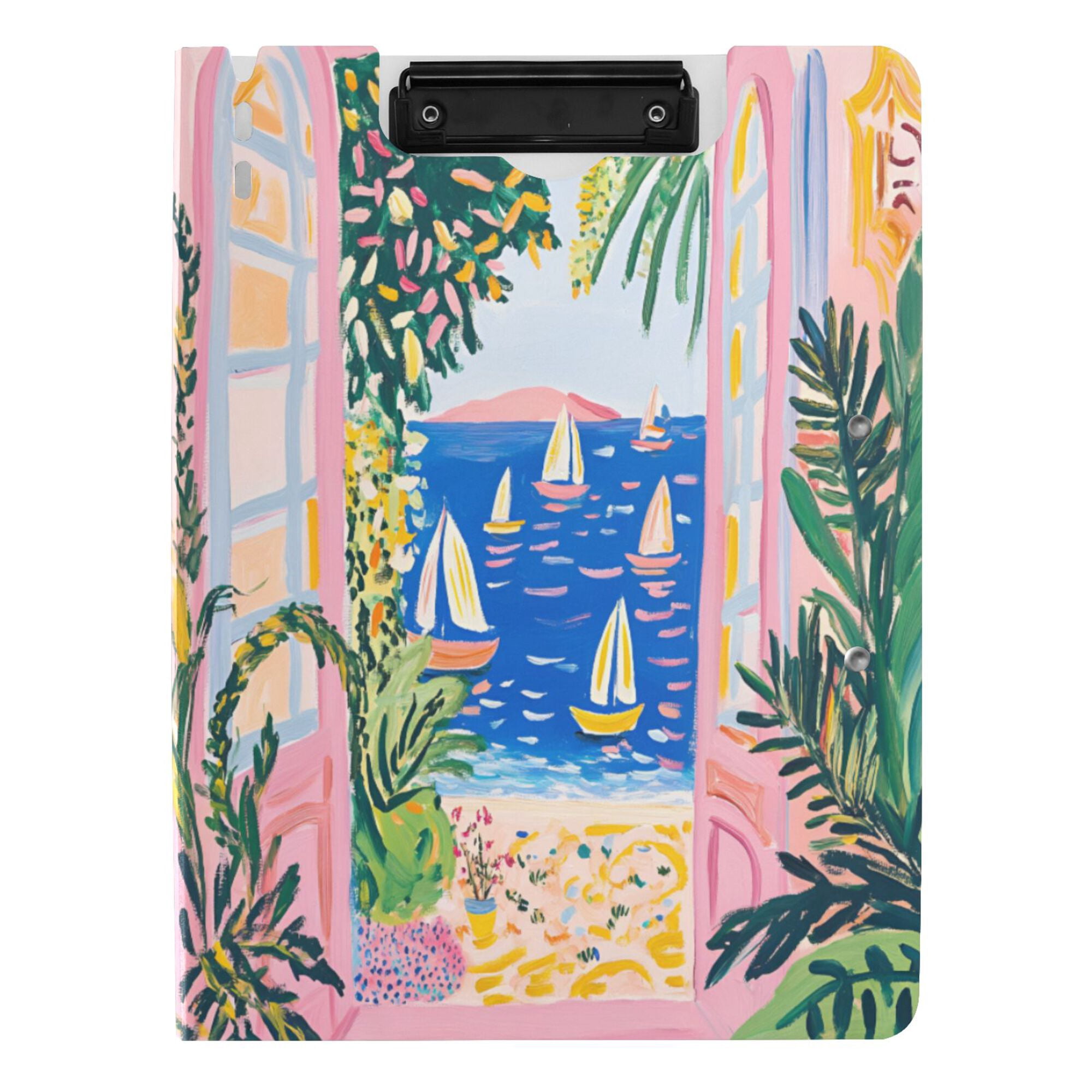 FORMRS A4 Clipboard Folder with Pen Holder Horizontal Foldable School Office Binder, Yellow Seaside