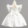 thumbnail image 4 of Girls Dress Flutter Sleeve Swing irthday Party Wedding Dress Little Girls Cotton Tulle Dresses Festive Backless Sleeveless Kids Casual Dress Beach Outfits White 8-9 Years, 4 of 4