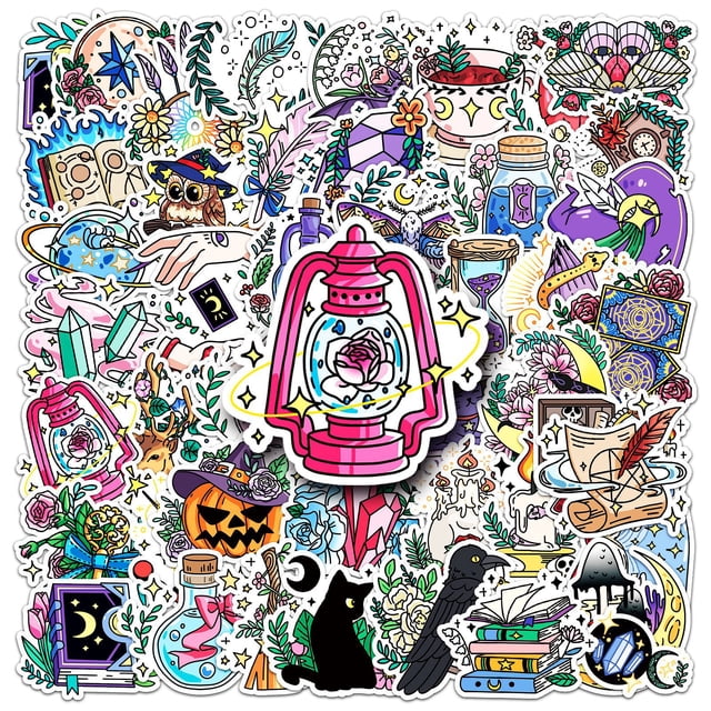 Paquete de pegatinas Magic Doodle Cartoon Cute Witchcraft, 50 unidades