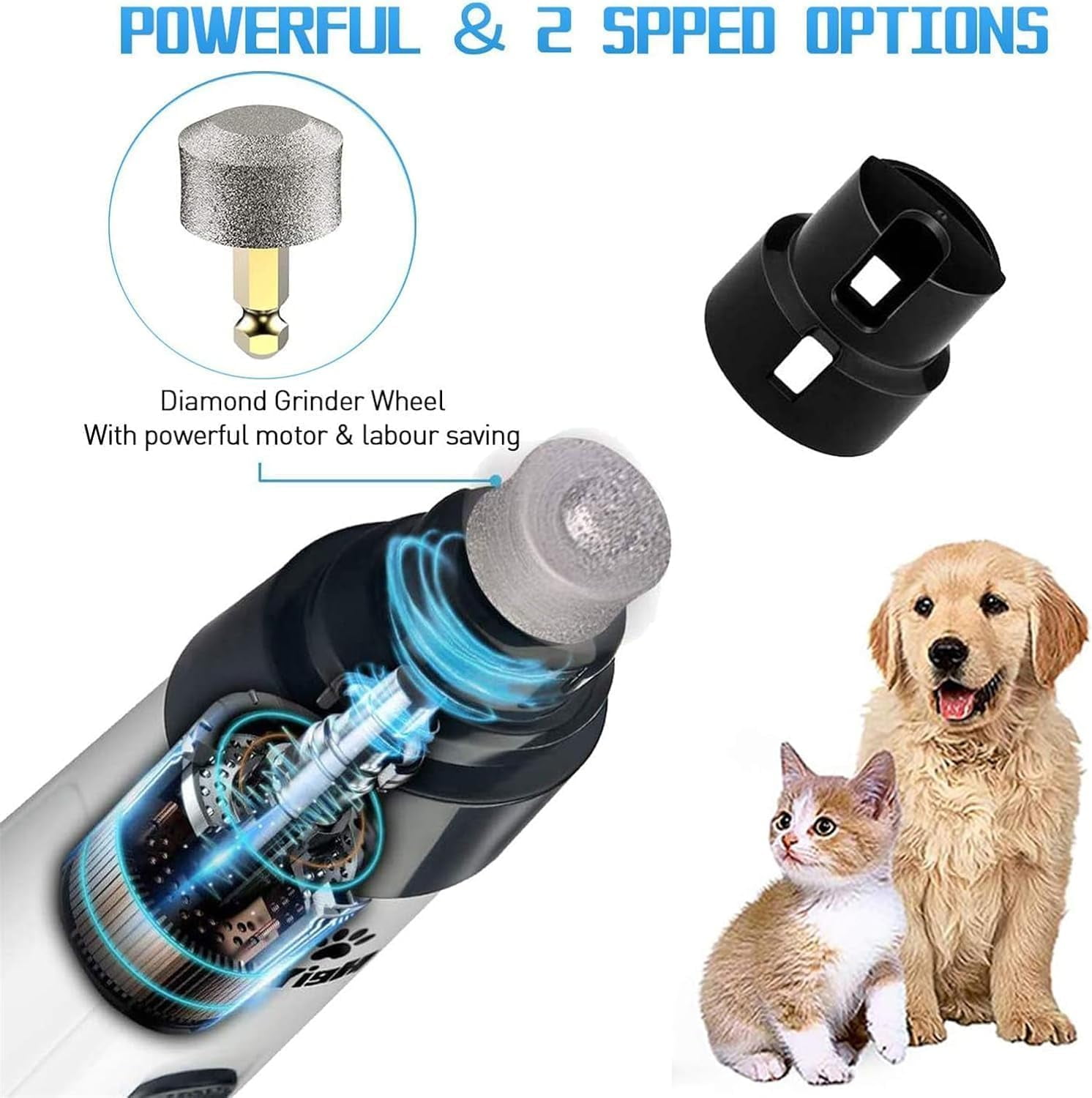 Silent Groom Pro, Silent Grind Pro Dog Nail Trimmer, Silent Grind Pro for Dogs, Dog Nail Grinder Rechargeable, Electric Pet Nail Trimmer (2pcs)