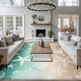 thumbnail image 3 of 5'x7' Area Rugs, Green Ombre Coastal Indoor Outdoor Area Rug for Living Room Bedroom, Sea Nautical Summer Beach Starfish Coral Washable Bathroom Rugs Kitchen Floor Carpet Mats Home Decor Aesthetic, 3 of 8